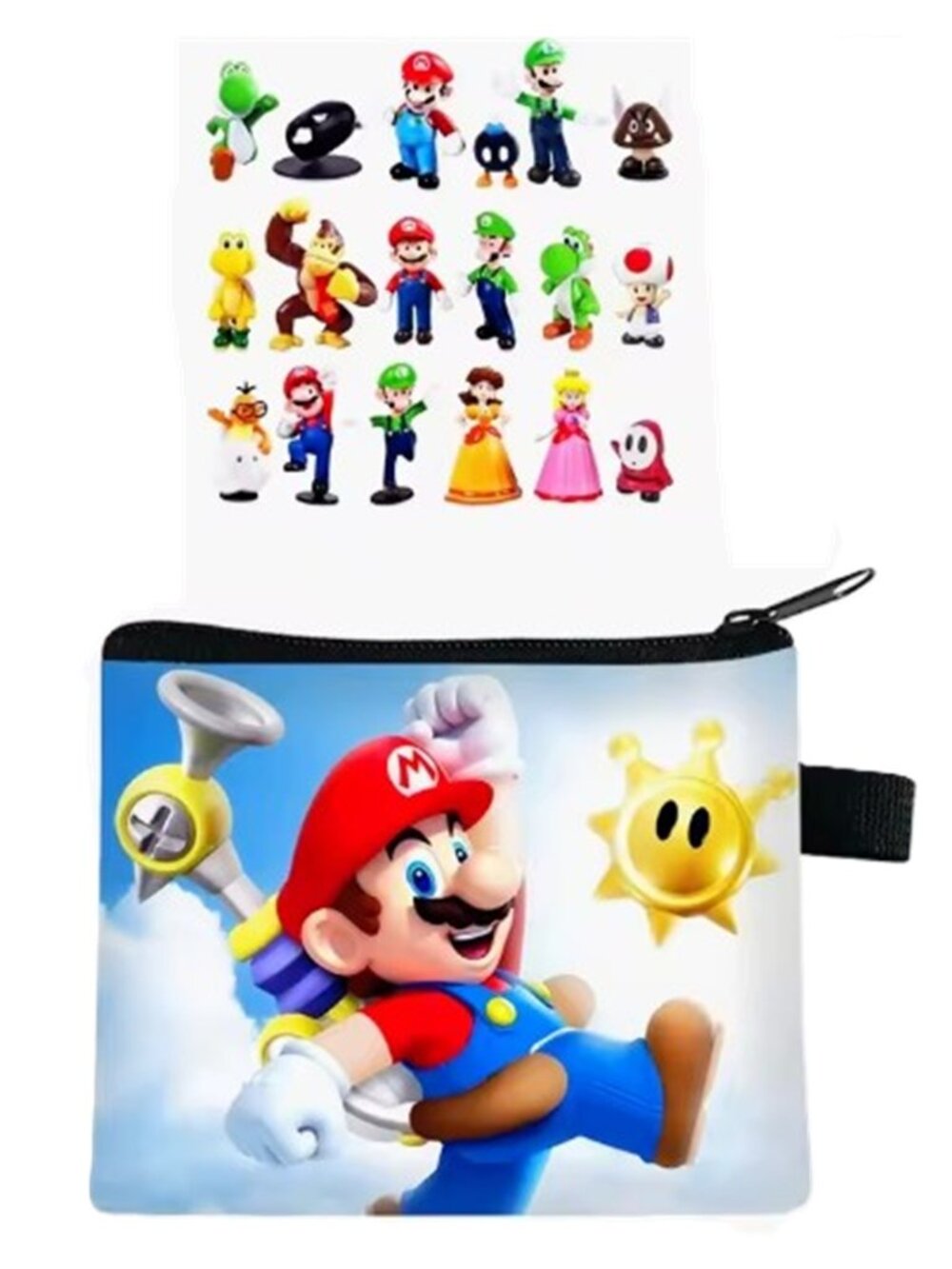 Mario Super Mario 18Pc Figure Set w Pouch Cake Toppers Party Favor Bundle